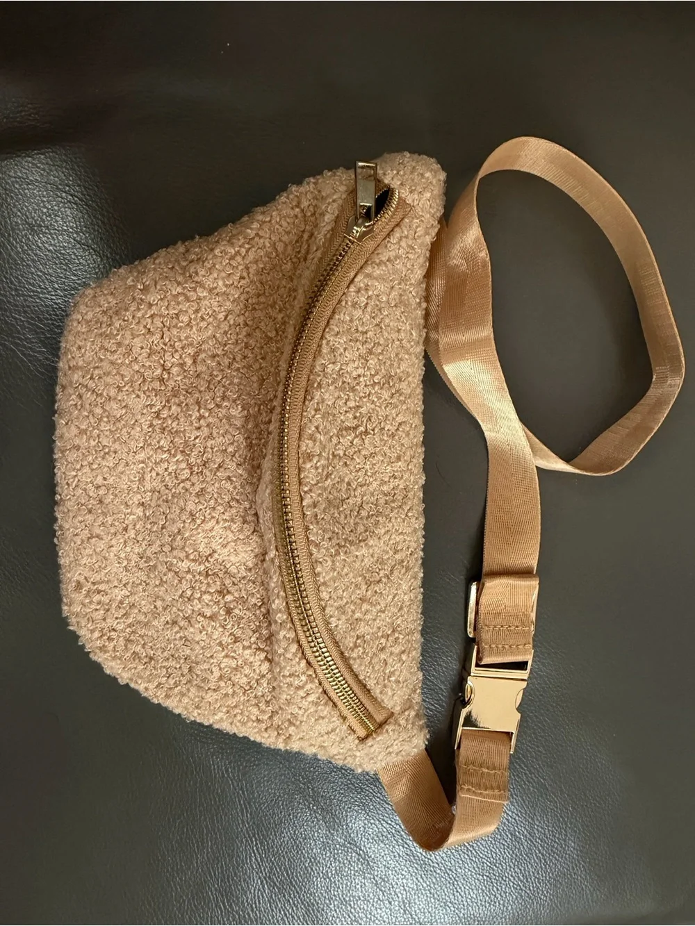 Faux Shearling Belt Bag in Camel - Women's Crossbody Fanny Pack
